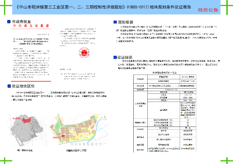 附件：《〈中山市坦洲鎮(zhèn)第三工業(yè)區(qū)第一、二、三期控制性詳細規(guī)劃〉01B05-03(1)地塊規(guī)劃條件論證報告》批后公告.jpg